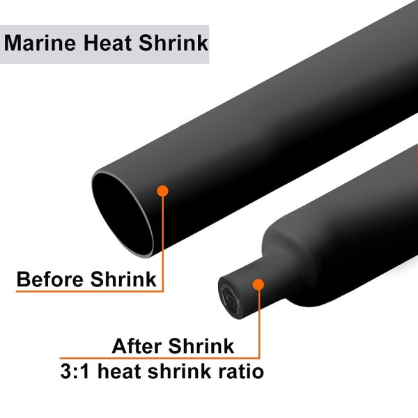 Waterproof Heat Shrink Tubing Kit 350 pcs, ELECFUN 3:1 Dual Wall Tube - Adhesive Lined - Marine Heat Shrink Tubing Black, 7 Sizes - Image 4