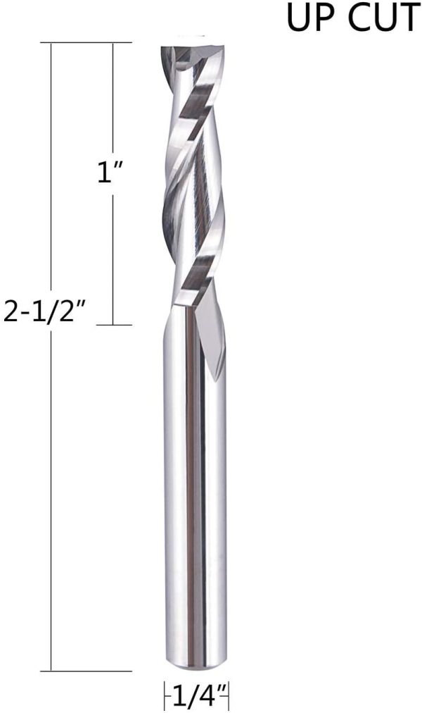 Spiral Router Bits with UpCut 1/4 Inch Cutting Diameter, 1/4 Inch Shank HRC55 Solid Carbide CNC End Mill for Wood Small Cut, Carving - Image 6