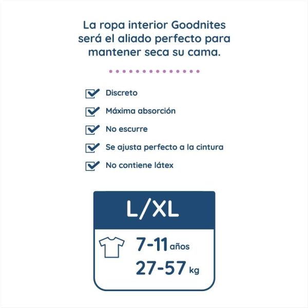 GoodNites Bedtime Bedwetting Underwear for Girls, Overnight Training Pants, L-XL, 11 Ct. (Packaging May Vary)