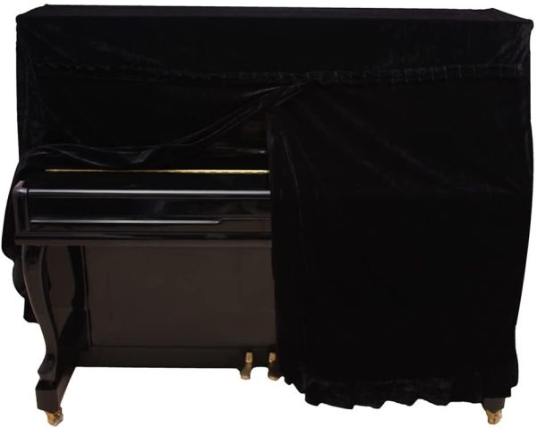 Upright Piano Cover, Colorfast Pleuche Full Piano Dust Proof Decorated Cover(Black) - Image 7