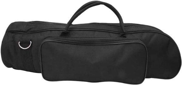 Trumpet Gig Bag Case Durable Soft Nylon Padded Portable Instrument Accessory with Double Zippers and Adjustable Shoulder Strap in Black - Image 4