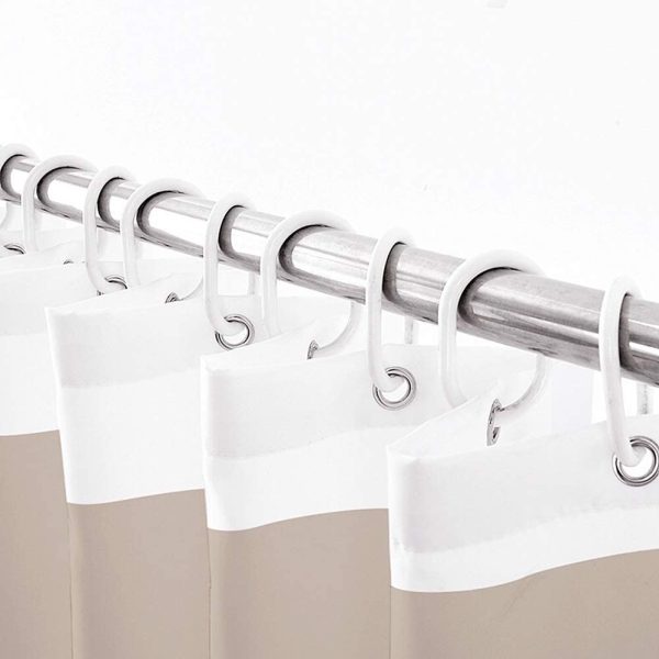 Jasion Shower Curtain Set Beige Tan Brown Stripes Waterproof Fabric Bathroom Curtains Home Bath Decor with 12 Hooks 72 X 72 Inches - Image 5