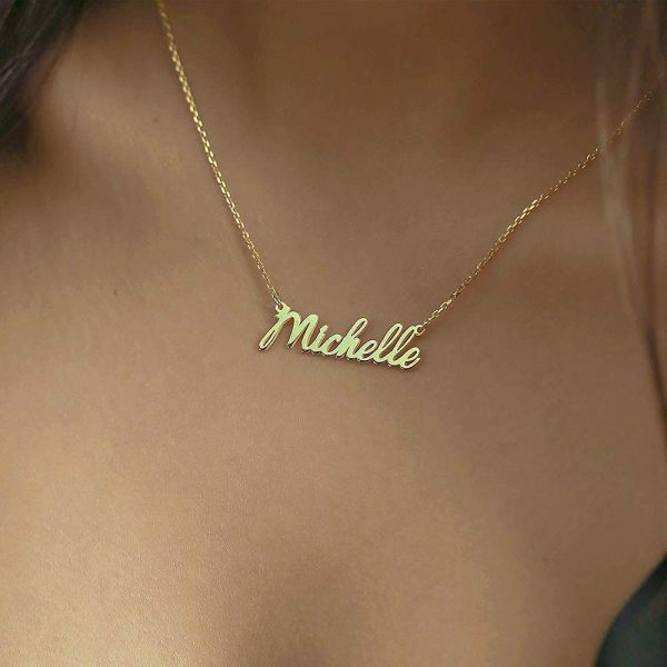 Personalized 18k gold plated cursive name necklace, 925 sterling silver with gold plated name cursive necklaces - Image 4