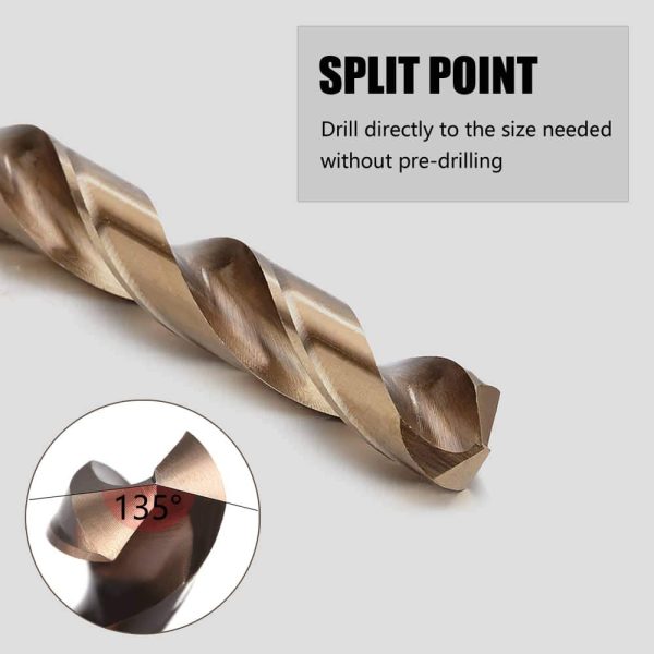 10mm Metric Twist Drill Bit Set of 3pcs - Jobber Length Fully Ground Straight Shank ?M?5% Cobalt M35 Grade HSS-CO, Extremely Heat Resistant ?M?Perfect for Stainless Steel Cast Iron - Image 3