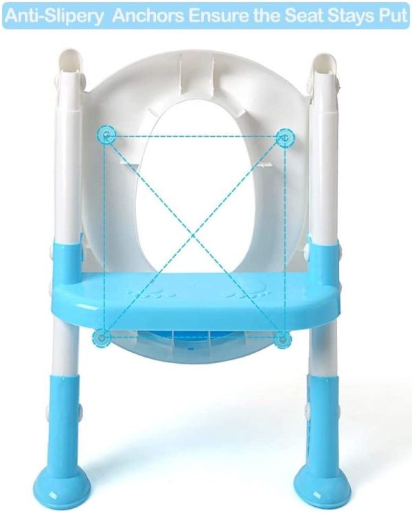 PandaEar Potty Training Seat Toilet with Step Stool Ladder, Kids Boys Girls Toddlers-Comfortable Safe, Anti-Slip Pads Ladder (Blue) (Blue) - Image 5