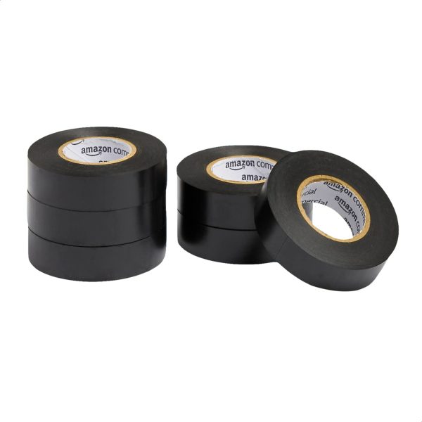 AmazonCommercial Electrical Tape, 3/4-inch by 66-Feet, Black, 6-Pack