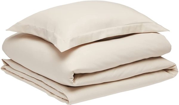 AmazonBasics Light-Weight Microfiber Duvet Cover Set - Twin/Twin XL, Beige - Image 3