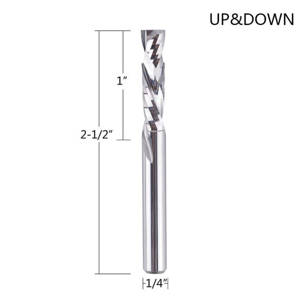 SpeTool Carbide Spiral Router Bits Up&Down Compression Bit 1/4 X 1 inch Cutting Size with 1/4 inch Shank for Woodwork CNC Router Bit Engraving Carving Mortise Groove Tools - Image 5