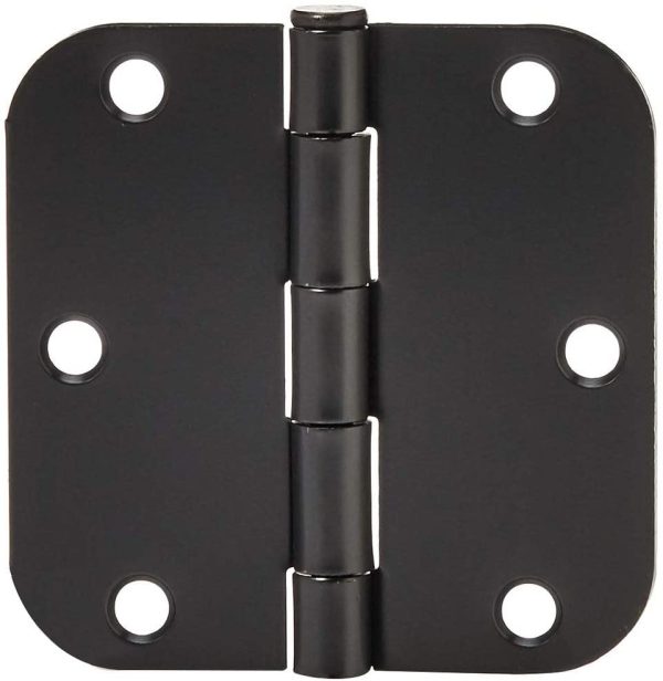 Amazon Basics Rounded 3.5 Inch x 3.5 Inch Door Hinges, 18 Pack, Matte Black - Image 2