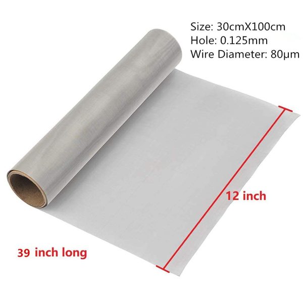 2 Pack 304 Stainless Steel Woven Wire 120 Mesh.30cmX100cm Stainless Steel Mesh Screen,Air Ventilation Protecting Mesh for Home Kitchen Filter Net Filter Cloth Filter Mesh Screen.