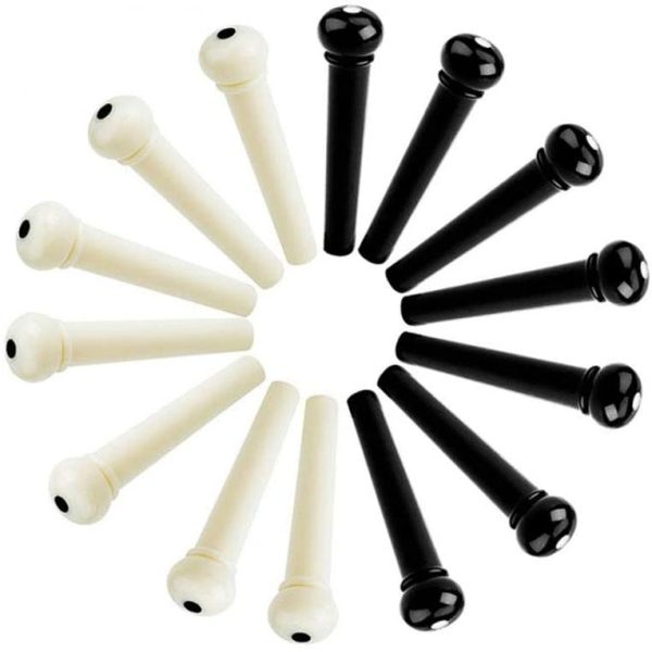 12pcs Acoustic Guitar Bridge Pins Pegs and 2 Set Saddle Nut with 1pc Bridge Pin Puller Remover, Ivory & Black-Jinlop - Image 9