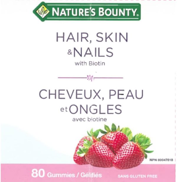 Nature's Bounty Hair Skin and Nails Gummies with Biotin, Value Size, 165 Naturally Strawberry Flavoured Gummies - Image 7