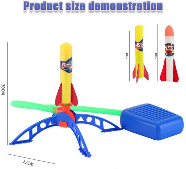 Rocket Launcher Toy, Air Rocket Launcher Jumping Rocket Toy with 3 LED & 3 Foam Rockets Outdoor Rocket Toy for Boys and Girls Ages 3 Years and Up - Image 3