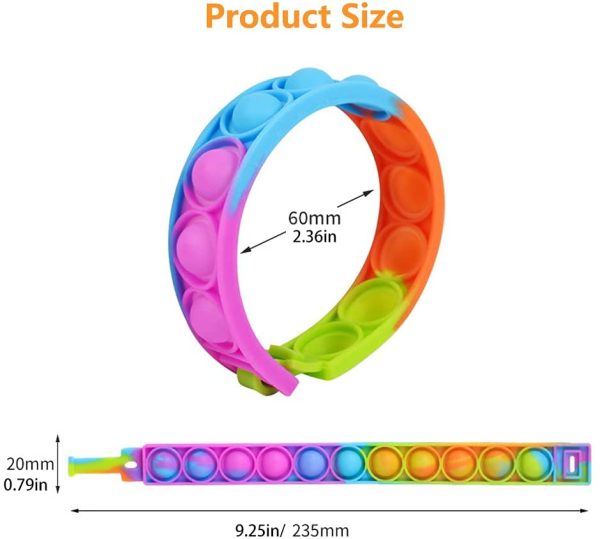 9PCS Push Pop Fidget Toy Fidget Bracelet, Durable and Adjustable, Multicolor Stress Relief Finger Press Bracelet for Kids and Adults Autism - Image 8