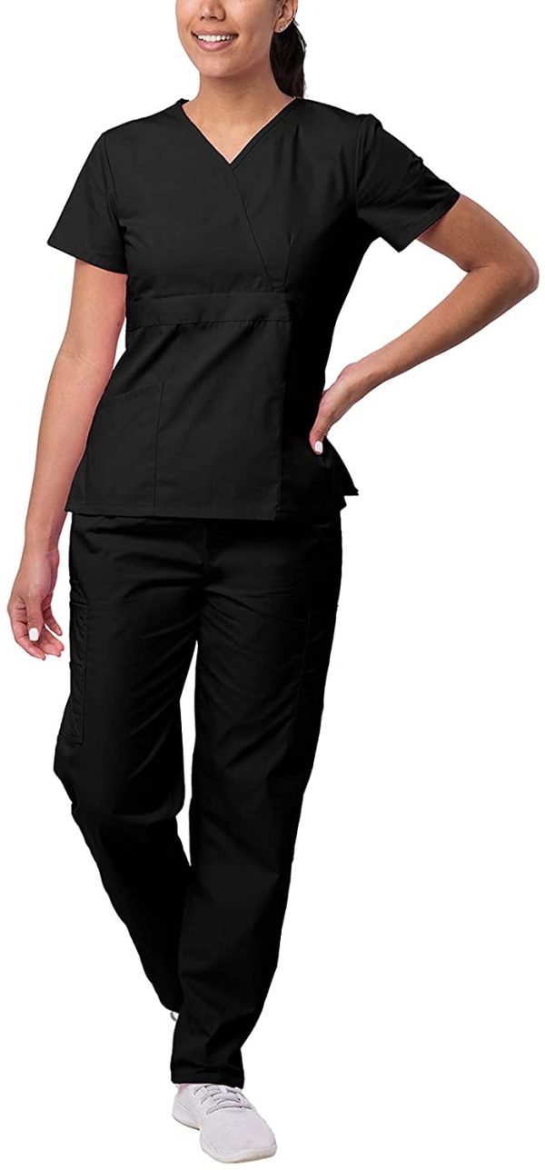 SIVVAN Scrubs for Women - Mock Wrap & Cargo Pants Scrub Set - Image 4