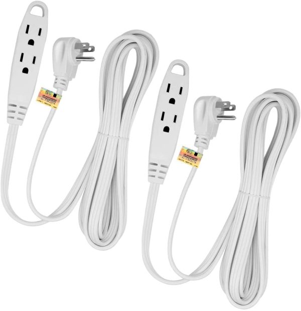 Kasonic 12-Feet 3 Outlet Extension Cord 2 Pack - Triple Wire Grounded Multi Outlet; UL Listed 16/3 SPT-3; 13 Amp - 125V - 1625 Watts (White) - Image 6