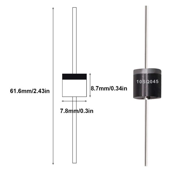 Tnisesm 40 Pcs 10SQ045 10A 45V Schottky Blocking Diode, Rectifiers Diode,Diode Axial Kit for Solar Panel