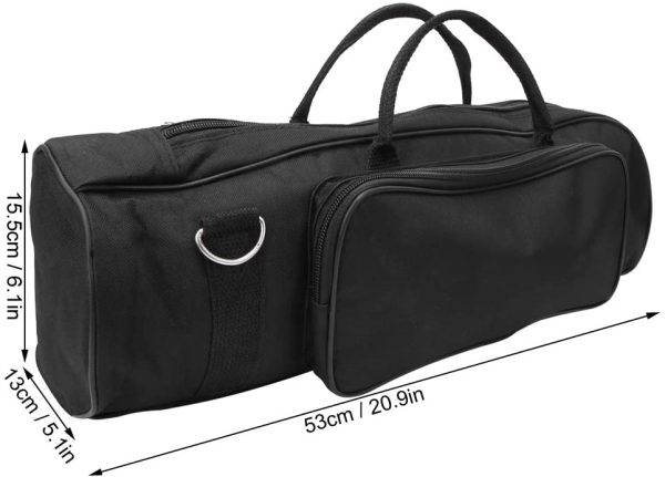 Trumpet Gig Bag Case Durable Soft Nylon Padded Portable Instrument Accessory with Double Zippers and Adjustable Shoulder Strap in Black - Image 6