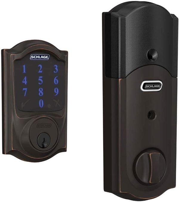 BE469ZP CAM 716 Connect Smart Deadbolt with Alarm with Camelot Trim in Aged Bronze, Z-Wave Plus Enabled - Image 2