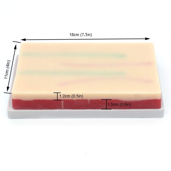 Venipuncture IV Injection Training Pad Model, Silicone Human Skin Suture Training Model, Injection Practice Pad?? Veins Imbedded, 3 Skin Layers(7.1 x 4 x 1.1") - Image 2