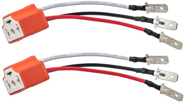 Ceramic H4 Sockets H4 9003 HB2 Wiring Harness H4 to 3 Pin Adapter Headlight Connector for 4"x6" 7"x6" 5"x7" inch Car Truck Boat Marine Headlight Fog Light Retrofit(2PCS) - Image 5