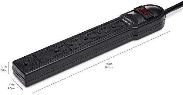 6-Outlet Surge Protector Power Strip, 6-Foot Long Cord, 790 Joule - Black