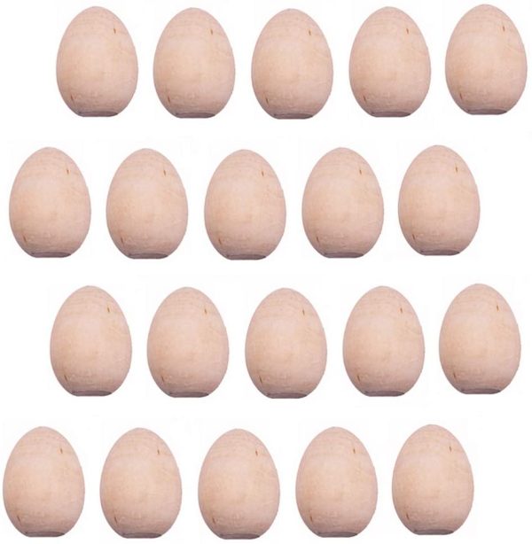 STOBOK Wooden Eggs for Crafts Easter Decorations Unfinished Wood Eggs Easter Eggs Ornament Gift for Kids Easter Art and Creative DIY Crafts - 20 Pieces, 4.5cm - Image 8