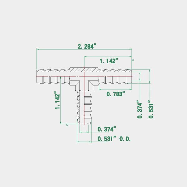 Nigo Industrial Co. 3-Way Tee Brass Hose Fitting, 1/2" x 1/2" x 1/2" ID Hose Barb Pipe Fitting (Pack of 1) - Image 2