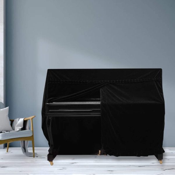 Upright Piano Cover, Colorfast Pleuche Full Piano Dust Proof Decorated Cover(Black) - Image 4