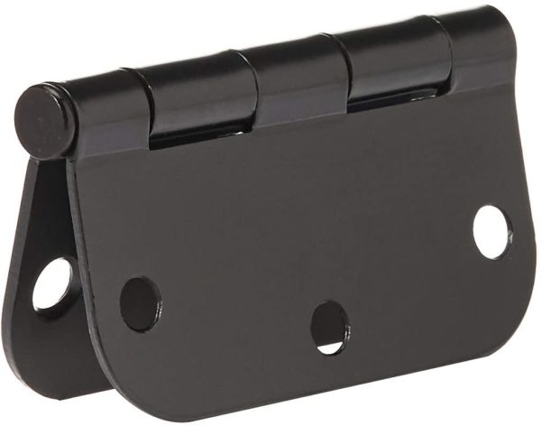 Amazon Basics Rounded 3.5 Inch x 3.5 Inch Door Hinges, 18 Pack, Matte Black