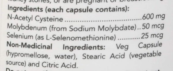 NAC (N-Acetyl Cysteine) 600mg with Selenium and Molybdenum, 100 Count - Image 3