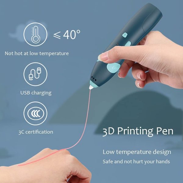 3D Pen, Larry Professional Low Temperature PCL 3D Printing Pen, Easy Safe Stylo 3D Printer with USB Charging for 8-12 and Adults, Interesting Toy Gifts All Ages (Blue) - Image 2