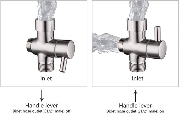 Ciencia Metal T-adapter with Shut-off t Valve, 7/8 or 15/16 and G1/2 3-way water Tee Connector,for handheld toilet bidet spray bathroom,Chrome, DSF006 - Image 4