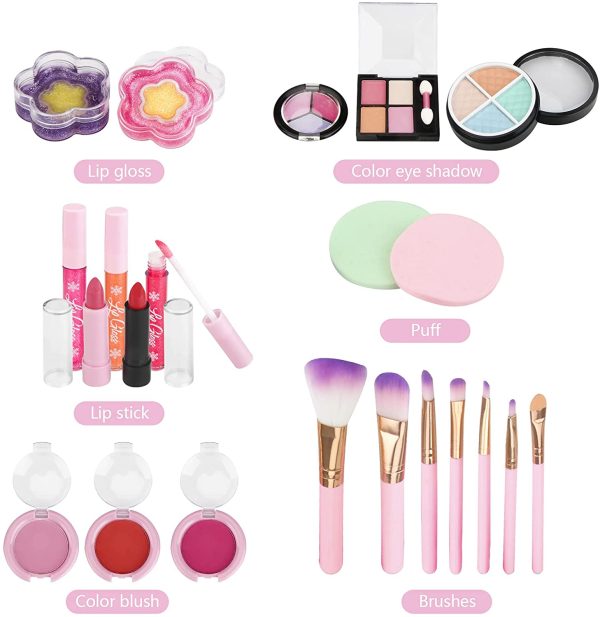 AstarX 23Pcs Makeup Toys for Kids,Real Washable Cosmetics Safe & Non-Toxic Beauty Set for Party Game Halloween Christmas Birthday. - Image 3