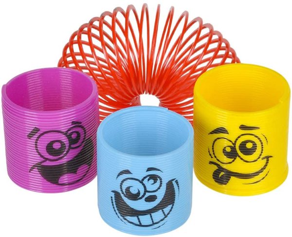 Bedwina Mega Pack of 50 Coil Springs - Assorted Emoji Silly Faces and Colors Mini Spring Toy for Party Favor Carnival Prize Gift Bag Filler