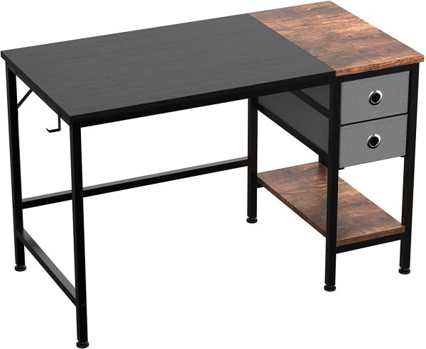 40 inch Office Desk with Two Non Woven Drawers, Computer Writing Desk Work Table for Bedroom, Home, Office, Kid Student Study Desk for Dorm Room - Image 7