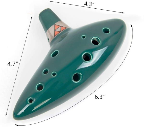 Kmise Ocarinas Ocarina, 12 Tones Holes Alto C Ocarinas Ocarina of the time, Alto C Link Cosplay Ceramic Replica with Song Book Green - Image 7