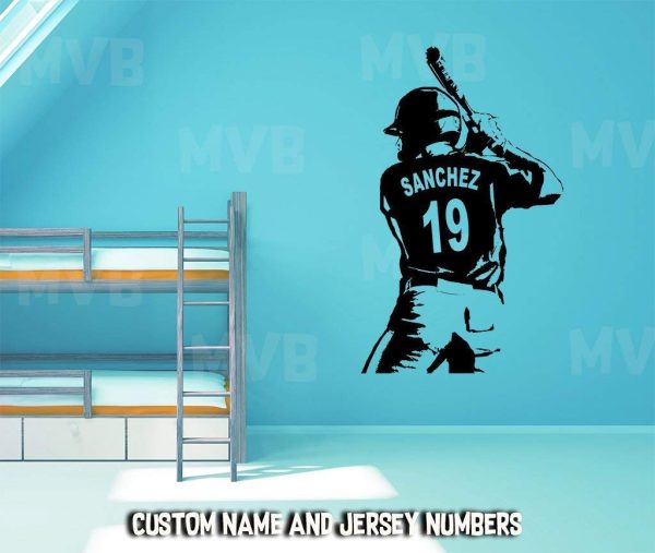 Baseball Wall Art - Custom Name Baseball Decal - Baseball player bedroom Wall decor - Baseball vinyl sticker Choose Name and Jersey Numbers - Image 4