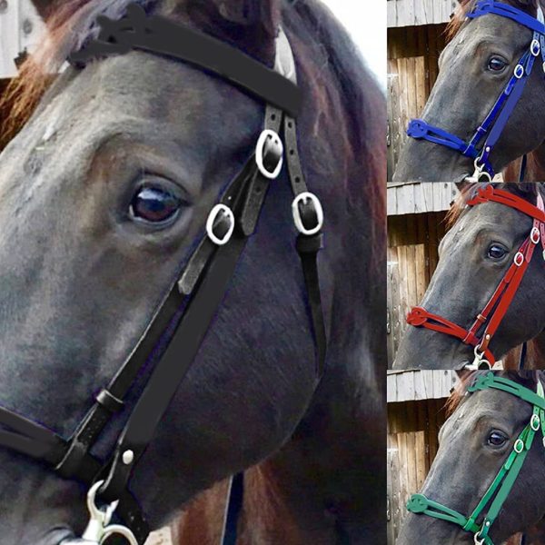 Metal Leather Horse Head Collar, Soft Comfortable Horse Reins with Adjustable Strap for Training and Riding Draft Horses, Practical Equestrian Accessories - Image 7