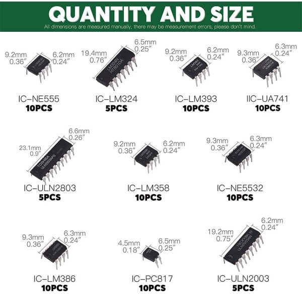 Rfvtgb 85 Pieces 10 Types Integrated Circuit Chip Assortment Kit, DIP IC Socket Set for Opamp Single Precision Timer Pwm - Image 6