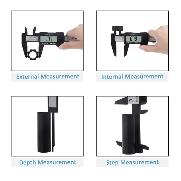 ADORIC Digital Caliper Caliper Measuring Tool Vernier Calipers with Inch/MM Conversion Large LCD Screen 0-6Inch/150mm Auto-Off Carbon Fiber Gauge - Image 3