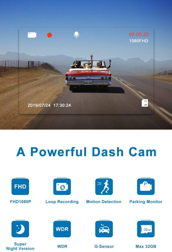 Dash Cam for Cars 1080P FHD Car Dash Camera  2022 New Version Car Camera Recorder 3.2Inch Screen Dashboard Camera with 170??Wide Angle, Super Night Version, WDR, Loop Recording, Parking Monitor