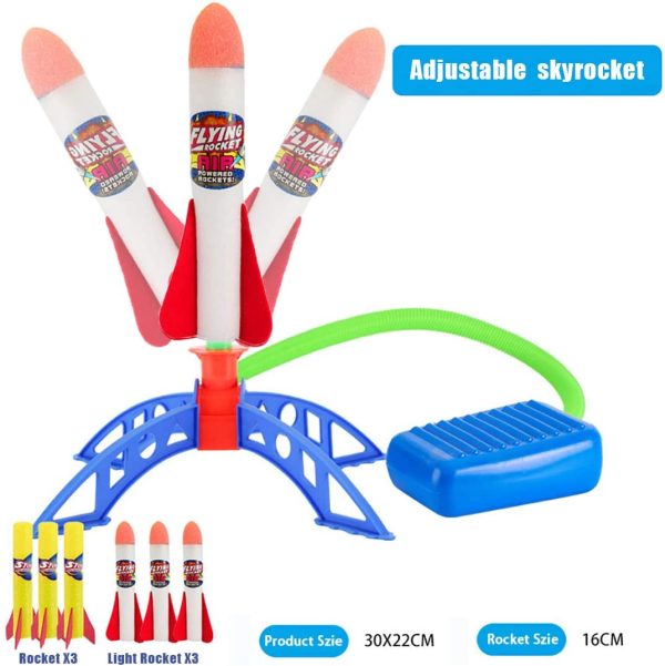 Rocket Launcher Toy, Air Rocket Launcher Jumping Rocket Toy with 3 LED & 3 Foam Rockets Outdoor Rocket Toy for Boys and Girls Ages 3 Years and Up - Image 5