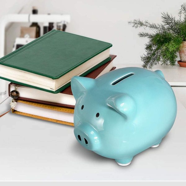 Koicaxy Piggy Bank, Child to Cherish Ceramic Pig Piggy Banks Money Bank Coin Bank for Boys Kids Girls (Blue) - Image 8