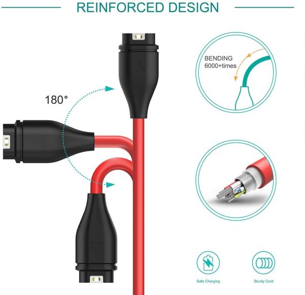 TUSITA Charger Cable Compatible with Garmin Fenix 5 5S 5X Plus 6 6S 6X Sapphire, Forerunner 935 945 45 45S 245 Music,Approach S10 S40 S60 G12 S12 S42,Vivoactive 3 4 4S,Instinct,Venu Sq,Tactix Charlie - Image 5