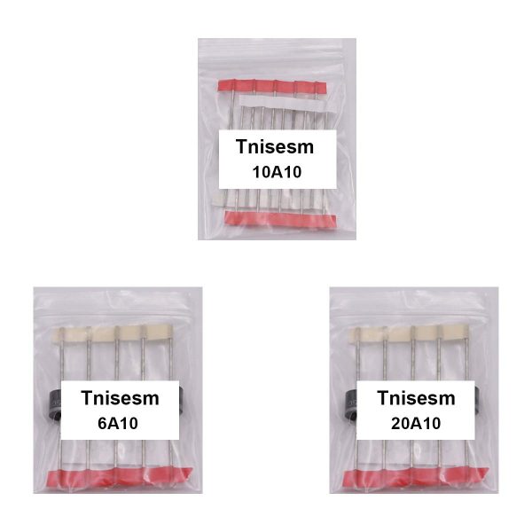 Tnisesm 20 Pcs 6A10, 10A10, 20A10 Rectifier Diode Kit 1000 Volt Electronic Silicon Diodes 6A10-10A10-20A10