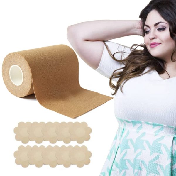 Cindy's Tape Boob Tape Nude Plus for D Cup up Size for Large Size DIY Boob Lift Job Body Tape Breast Lift TapeBra TapeFoot TapeFabric Tape Medical Grade and Waterproof. Kim K's Trick. - Image 6