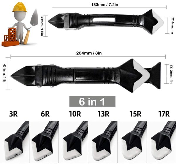 3 in 1 Upgraded Silicone Caulking Tools (Stainless Steel Head), Glass Glue Angle Scraper Adhesive Residue Scraper Seam Repair Tool Kit, Reuse and Replace 6 Silicone Pads,Professional Multi-Function Great Tools for Kitchen Bathroom Window, Sink Joint - Image 3