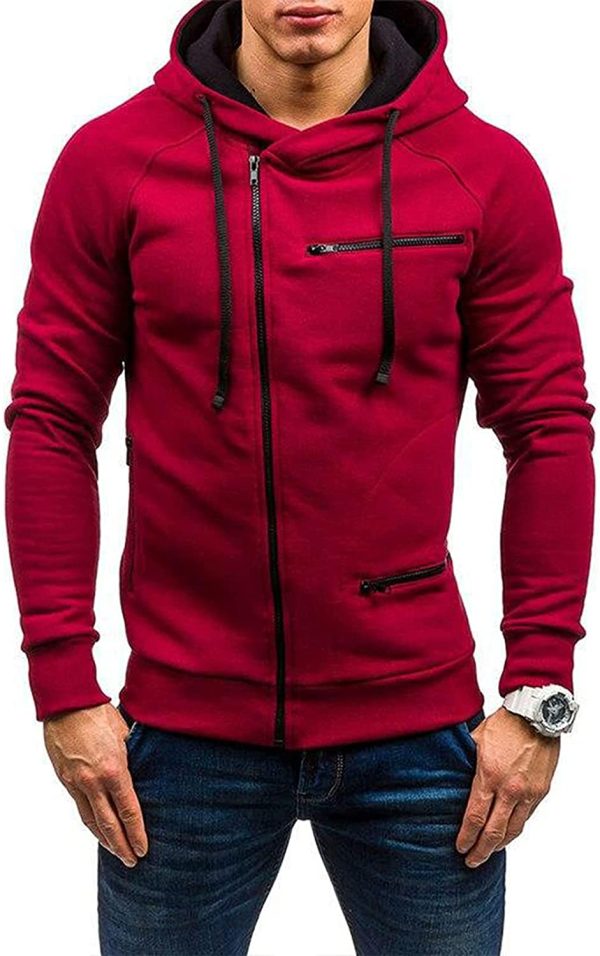 Rela Bota Men's Fashion Full-Zip Hoodies Jacket Slim Fit Athletic Pullover Fluorescent Zipper Stitching Sweatshirts