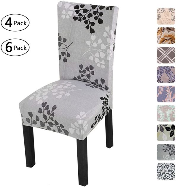 Fuloon 4 6 Pack Super Fit Stretch Removable Washable Short Dining Chair Protector Cover Seat Slipcover for Hotel Dining Room Ceremony Banquet Wedding Party (4, Style 08) - Image 5